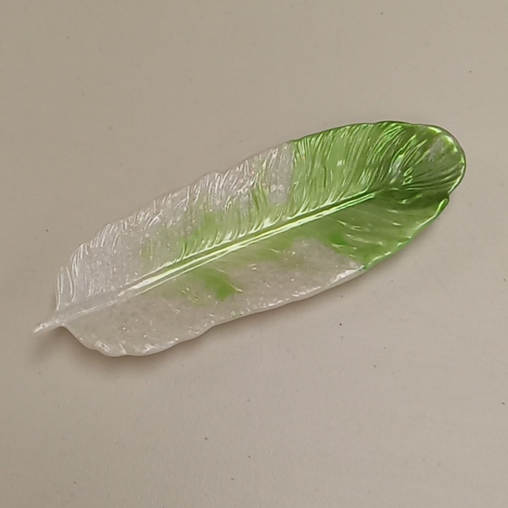 Handcrafted resin feather trinket tray